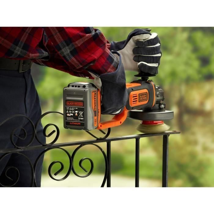 Amoladora inalámbrica - BLACK & DECKER - BCG720M1A5-QW - 18 V + 5 Discos + 1 Batería de 4 Ah 4