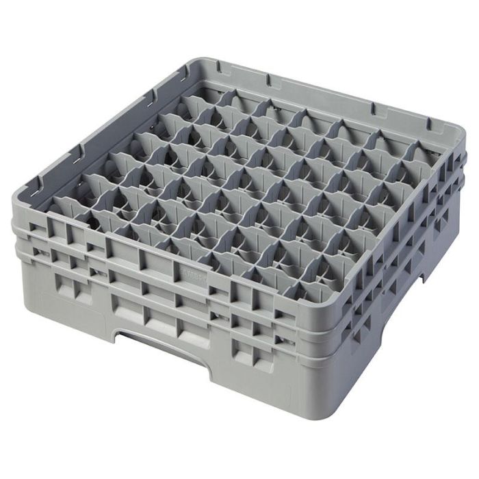CAMBRO - 49S434-151 - Cesta de lavado 49 comp. 2 alturas - 6 cm Ø máx. - alt. máx. 13,5 cm - 50 x 50 x 18,4 cm - Gris claro