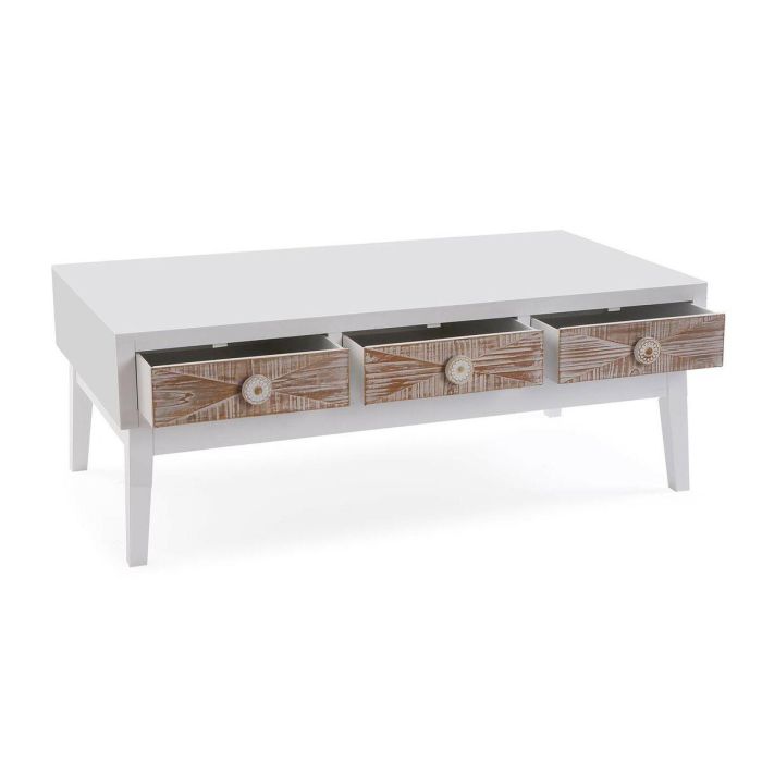Versa Mesa Centro con 3 Cajones Sira, 110x60x41 cm, Madera MDF y Pino 3 Versa Mesa Centro con 3 Cajones Sira, 110x60x41 cm, Madera MDF y Pino 3