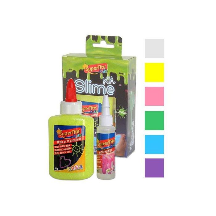 Juego Supertite Slime Brilla En La Oscuridad Kit (1X Pegamento 1X Liquido Activador) (Set de 6)