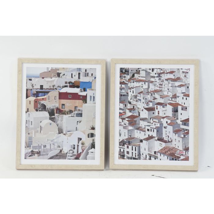 DKD Home Decor Cuadro Decoración Hogar Estilo Cottage Pueblo PS MDF Blanco Marrón 50x40x2.5 cm Pack 4 Unidades 0 DKD Home Decor Cuadro Decoración Hogar Estilo Cottage Pueblo PS MDF Blanco Marrón 50x40x2.5 cm Pack 4 Unidades 0