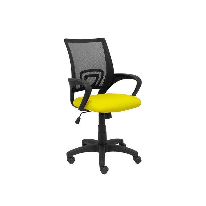 Silla Piqueras Y Crespo Vianos Brazos Fijos Mecanismo Basculante Con Regulador De Presion Elevacion Del Asiento En Altura Ruedas Nylon Respaldo Malla Transpirable Negra Y Tapizado Bali Amarillo