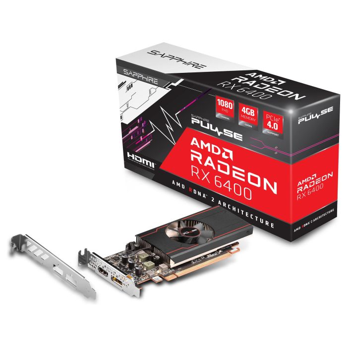 Sapphire 11315-01-20G Tarjeta Gráfica Radeon RX 6400 Pulse 4GB GDDR6 LP 1Fan 6