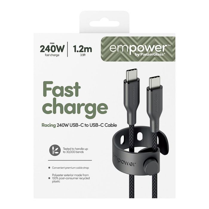 PanzerGlass Racing 240W USB-C a USB-C Cable USB 2.0, 1.2 Metros, Negro - Empoderamiento by PanzerGlass 2 PanzerGlass Racing 240W USB-C a USB-C Cable USB 2.0, 1.2 Metros, Negro - Empoderamiento by PanzerGlass 2