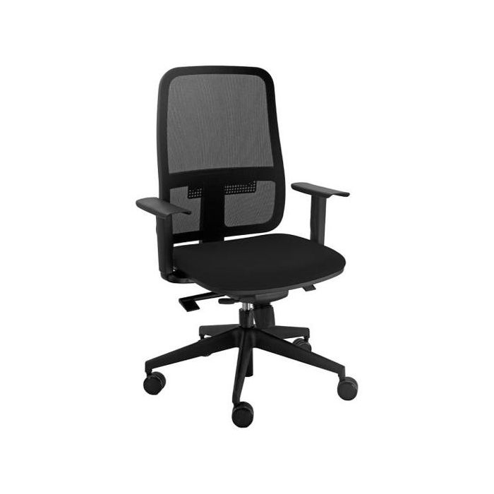 Unisit silla blaze giratoria sincro c/ruedas (brazos opcionales) respaldo malla negro y asiento acolchado negro