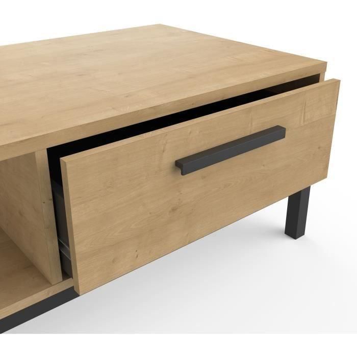Mesa de centro 1 cajón / 1 nicho - CRAFT - Rectangular - Roble Hamilton / Negro - 110,4 x 50 x 36,9 cm - DEMEYRE 4 Mesa de centro 1 cajón / 1 nicho - CRAFT - Rectangular - Roble Hamilton / Negro - 110,4 x 50 x 36,9 cm - DEMEYRE 4