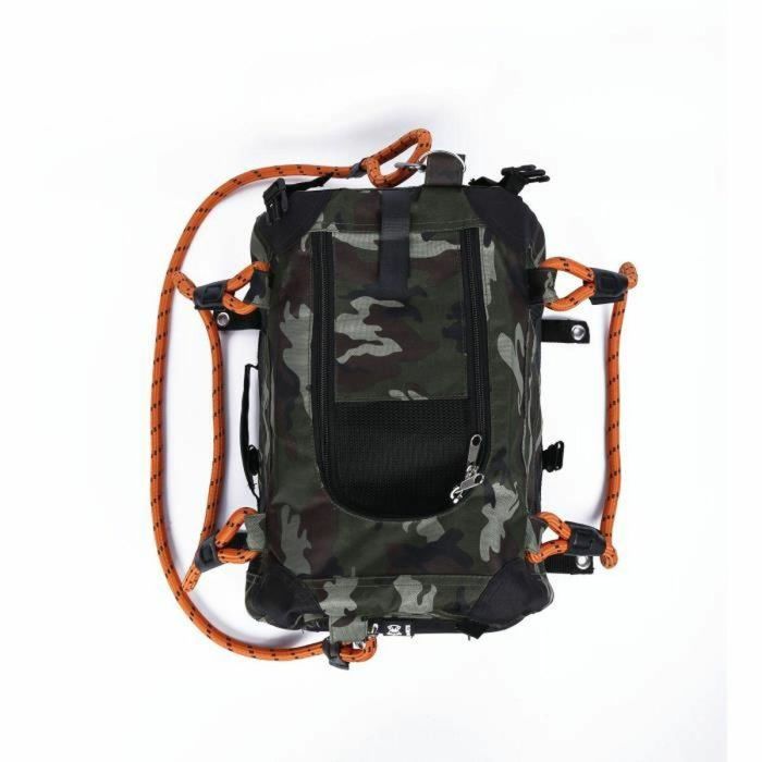 M Pets MPE6953182740902 Bolsa de transporte REMIX 2 en 1 Camuflaje y Naranja 41x28x28 cm Plegable Ligera con Arnés 3