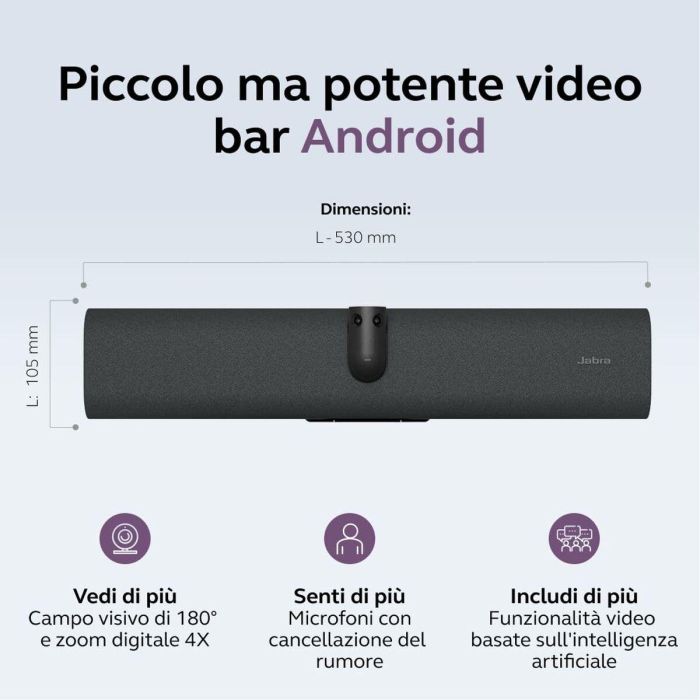 Jabra PanaCast 40 VBS MS VB AND Cámara de Video Colaborativa 4K Ultra HD, 4x Zoom, 180° FoV, MS Teams Rooms Negro 8