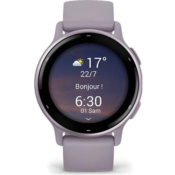 Reloj GPS conectado - GARMIN - Vivoactive 5 - WiFi - 30,4 mm (1.2) - Orquídea Metalizada con correa Morada