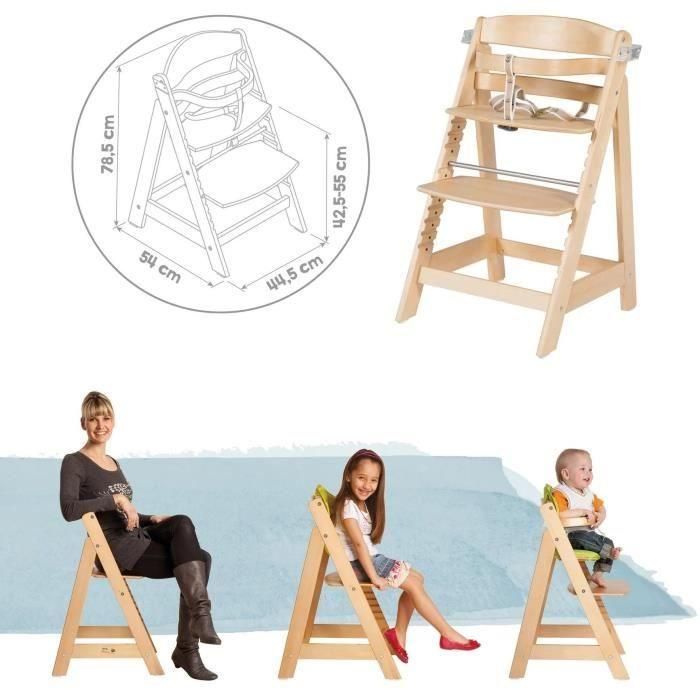Roba ROB4005317310732 Trona SIT UP CLICK & FUN con bandeja extraíble, altura regulable, hasta 70kg, madera natural 3