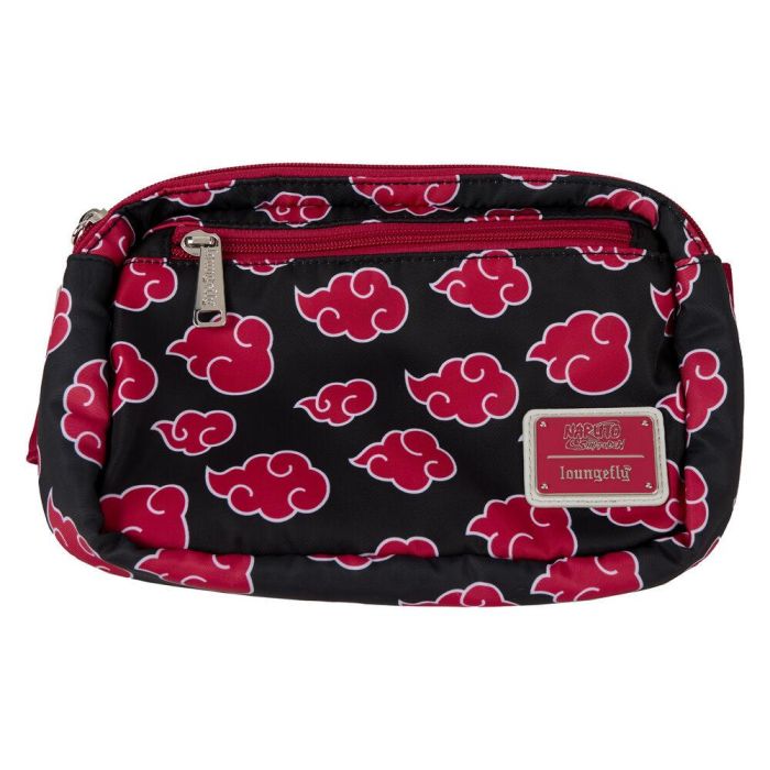 Loungefly Riñonera Naruto Shippuden, de nylon, correa ajustable, bolsillo frontal con cremallera y herrajes plateados