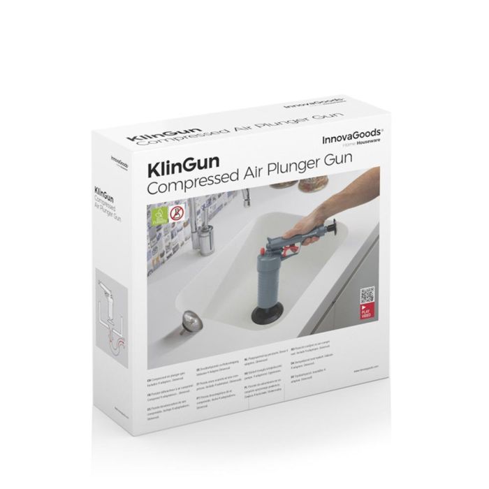 Pistola Desatascadora de Aire Comprimido Universal con Adaptadores KlinGun InnovaGoods 9