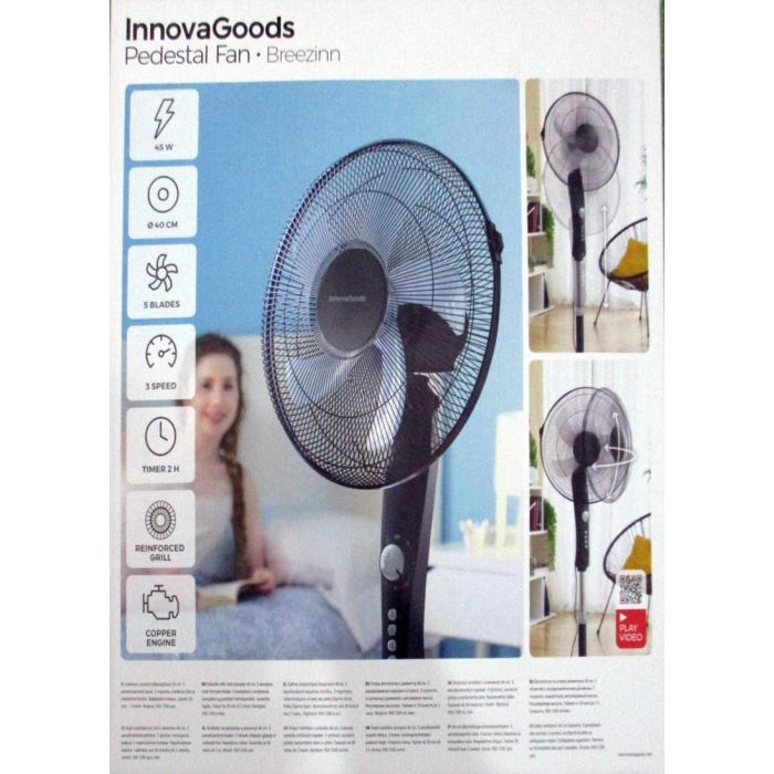 Ventilador de Pie InnovaGoods Breezinn Negro 45 W 8 Ventilador de Pie InnovaGoods Breezinn Negro 45 W 8