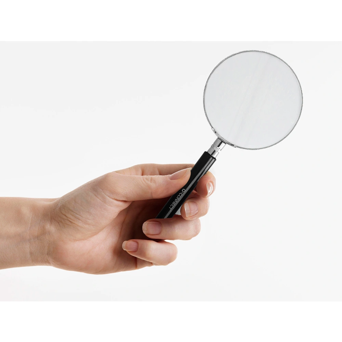 Q-connect Lupa Cristal Aro Metálico Mango Plástico Negro 90 mm 3 Aumentos 8