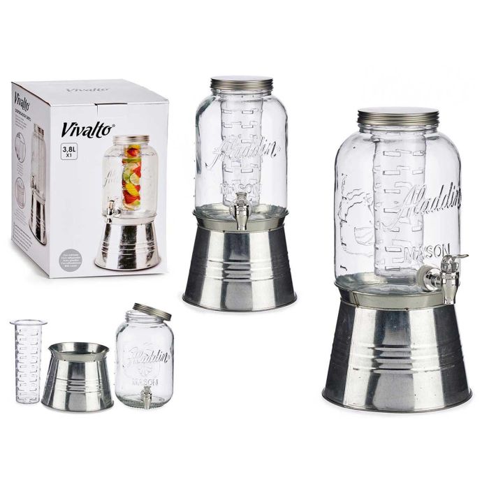 Vivalto Jarra con Soporte y Enfriador 3800 ml Plata 19.8x37.5x19.8 cm (6 Unidades)