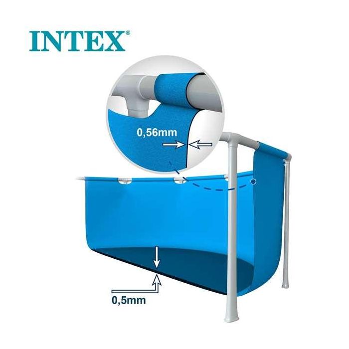 Intex Piscina Rectangular Frame 450x220x84cm con Bomba y Capacidad 7127L PVC+METAL 9