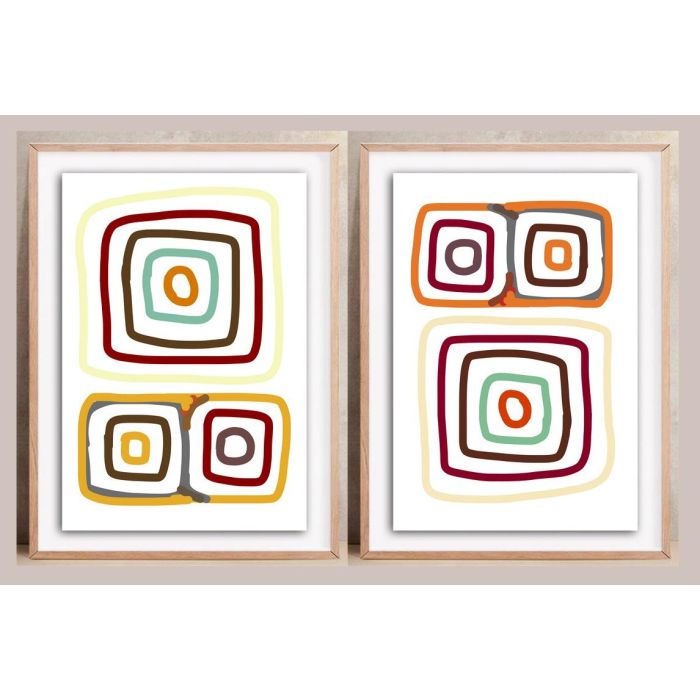 DKD Home Decor Cuadro Decorativo Boho Multicolor Set de 2 Unidades en Lienzo y Pino 70x50x2,8 cm