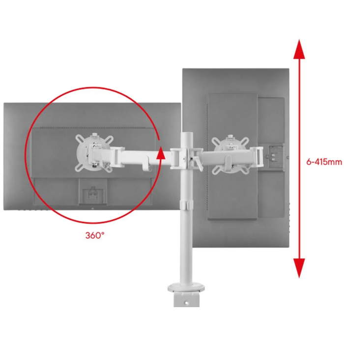 One For All Soporte Universal Monitor Escritorio Doble VESA 100 Brazo Ajustable 13-32 Pulgadas Blanco 2 One For All Soporte Universal Monitor Escritorio Doble VESA 100 Brazo Ajustable 13-32 Pulgadas Blanco 2