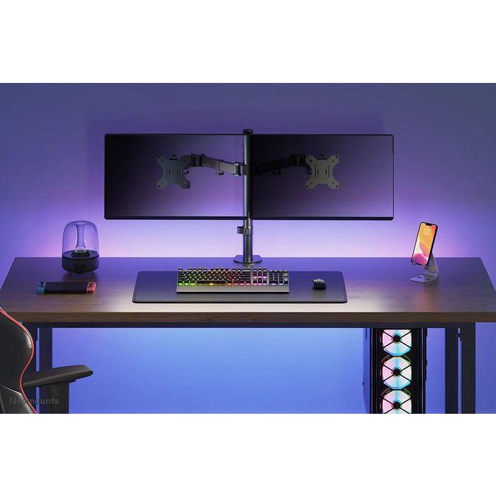 Neomounts Full Motion Dual Desk Mount (Clamp & Grommet) For Two 10-32" Monitor Screens, Height Adjustable - Black 17 Neomounts Full Motion Dual Desk Mount (Clamp & Grommet) For Two 10-32" Monitor Screens, Height Adjustable - Black 17