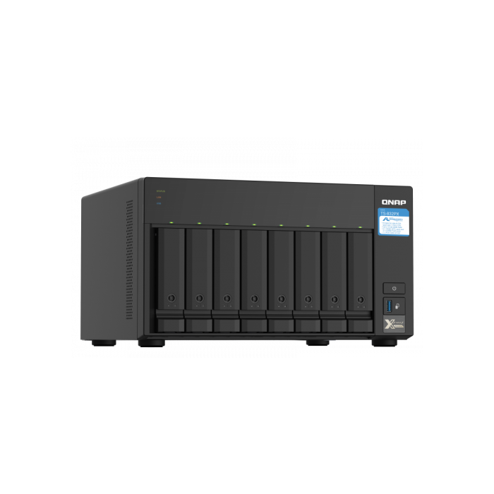 QNAP TS-832PX-4G NAS Torre 8 Bahías, Procesador AL324 1.7GHz, 4GB DDR4, 10GbE, SFP+, Compatible HDD/SSD, Aluminio/Negro 1