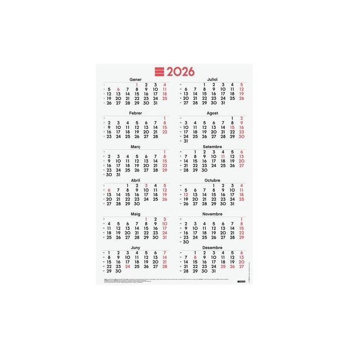 Calendari (2026) Catalan Finocam Poster Anual Mixt 485X680