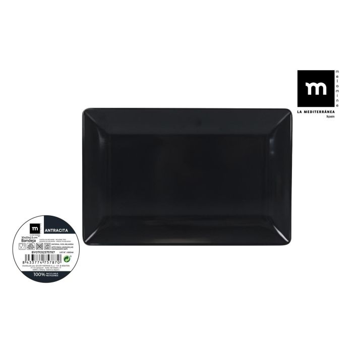 Bandeja Melamina Antracita 30x20x2.5 cm - La Mediterranea (12 Unidades) Bandeja Melamina Antracita 30x20x2.5 cm - La Mediterranea (12 Unidades)