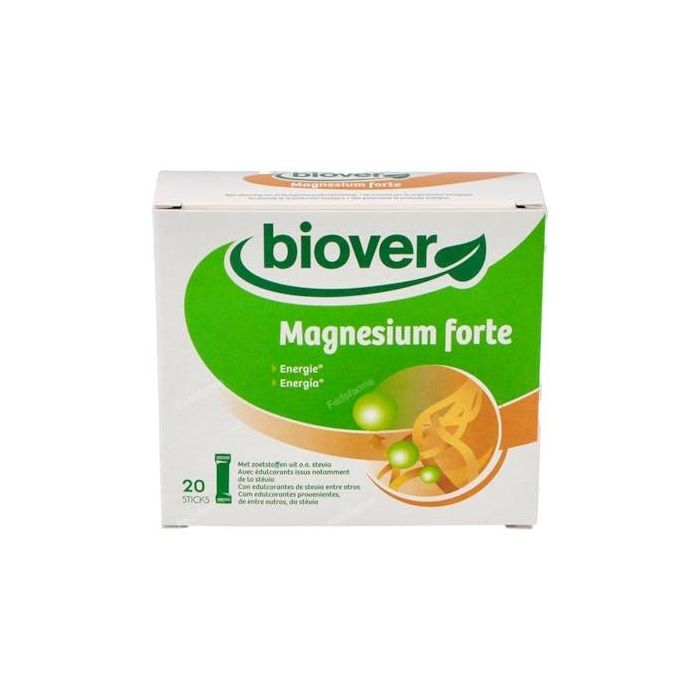 BIOVER Magnesium Forte 20 Sticks, Citrato de Magnesio para el cansancio, fatiga y función muscular