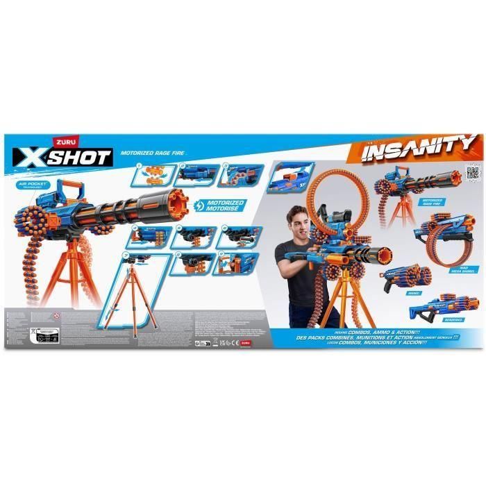 Lanzador motorizado ZURU X-SHOT Rage Fire, 40 dardos, trípode incluido, alcance 27 m 2 Lanzador motorizado ZURU X-SHOT Rage Fire, 40 dardos, trípode incluido, alcance 27 m 2
