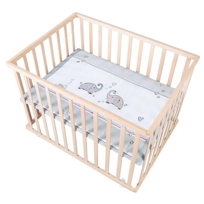 Parque para bebés con ruedas - ROBA - Jumbotwins - Altura ajustable - Tapete para parque incluido - Madera maciza natural - Patrón de elefante Parque para bebés con ruedas - ROBA - Jumbotwins - Altura ajustable - Tapete para parque incluido - Madera maciza natural - Patrón de elefante