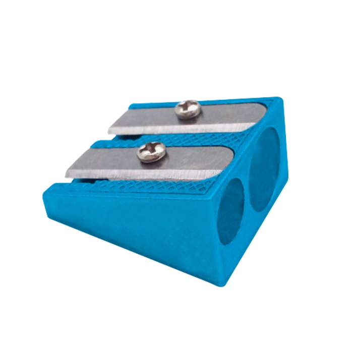 Liderpapel Sacapuntas Cuña 2 Usos Metálico Azul Robusto Cuerpo Aluminio 2