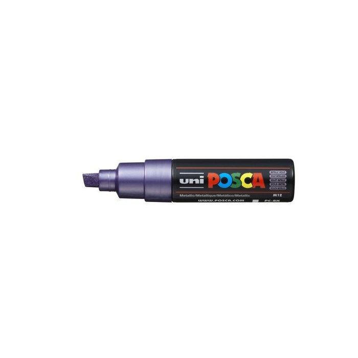 POSCA Pc-8K Marcador No Permanente Punta Biselada 8.0 mm Violeta Metálico - Tinta Pigmentada Base Agua