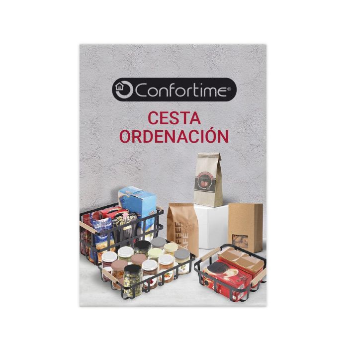 Confortime Cesta Organizadora Negro de Madera, 36.7 x 24.2 x 8.4 cm - Caja de Almacenaje y Ordenación Confortime (6 Unidades)