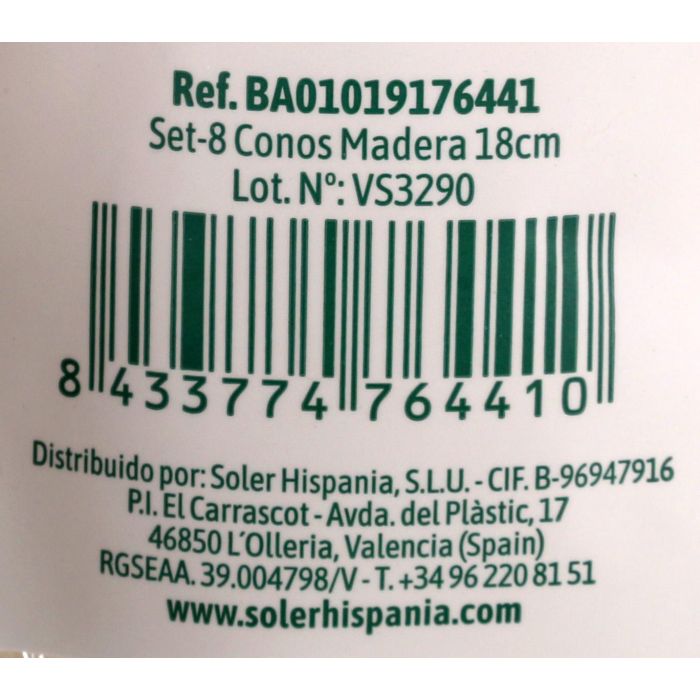 Set de 8 conos de madera Algon 18 cm (24 Cajas) 7 Set de 8 conos de madera Algon 18 cm (24 Cajas) 7