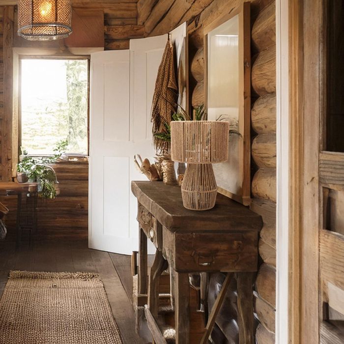 Lámpara Ratán con Cable Nora Vinthera 10,5x32 cm_Tulipa 20 cm 1