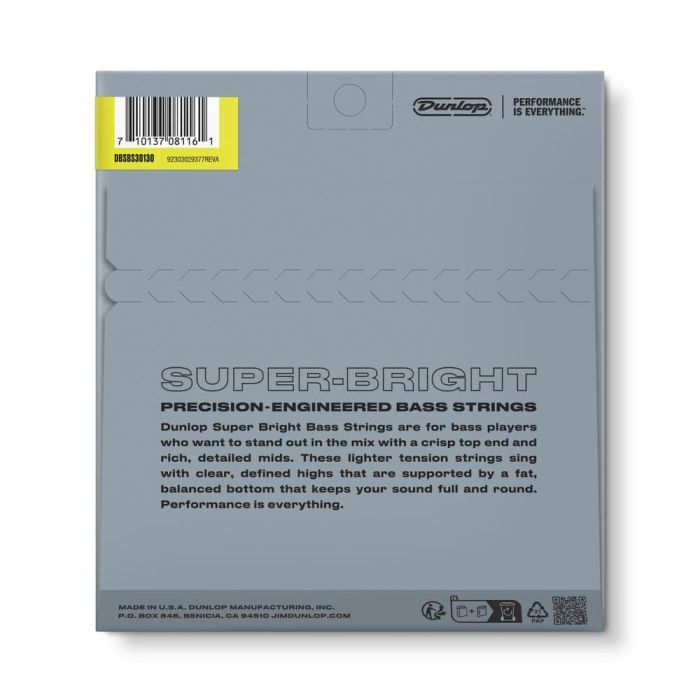 DUNLOP Super Bright Medium 6 St. 30-130 Juego de Cuerdas de Bajo de Acero Inoxidable 1 DUNLOP Super Bright Medium 6 St. 30-130 Juego de Cuerdas de Bajo de Acero Inoxidable 1
