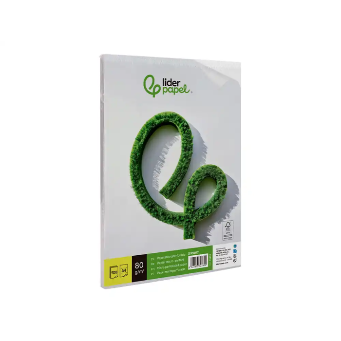 Liderpapel Papel A4 80g/m2 Microperforado Liso Blanco para Fotocopiadora, Paquete de 500 Hojas 3