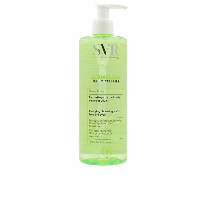 SVR Laboratoire Dermatologique SEBIACLEAR Agua Micelar Purificante Desmaquillante Limpieza Profunda Piel Grasa, Acnéica y Sensible 400 ml
