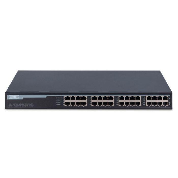 Digitus Gigabit Ethernet PoE Injector Hub, 802.3at, 10G 16-port, Power Pins:3/6( ), 1/2(-), 250W 2 Digitus Gigabit Ethernet PoE Injector Hub, 802.3at, 10G 16-port, Power Pins:3/6( ), 1/2(-), 250W 2