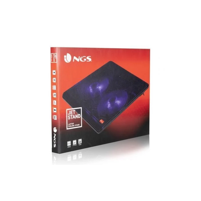 NGS Soporte Refrigerante Jetstand para Portátiles hasta 15.6" con Iluminación LED Azul y Doble Ventilador 4
