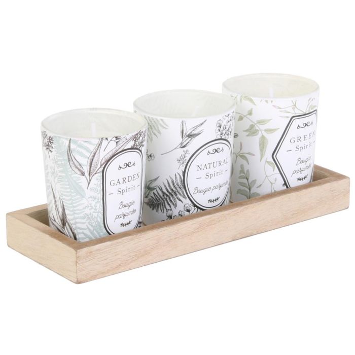 Juego De 3 Velas Nature Con Soporte Home Deco Factory