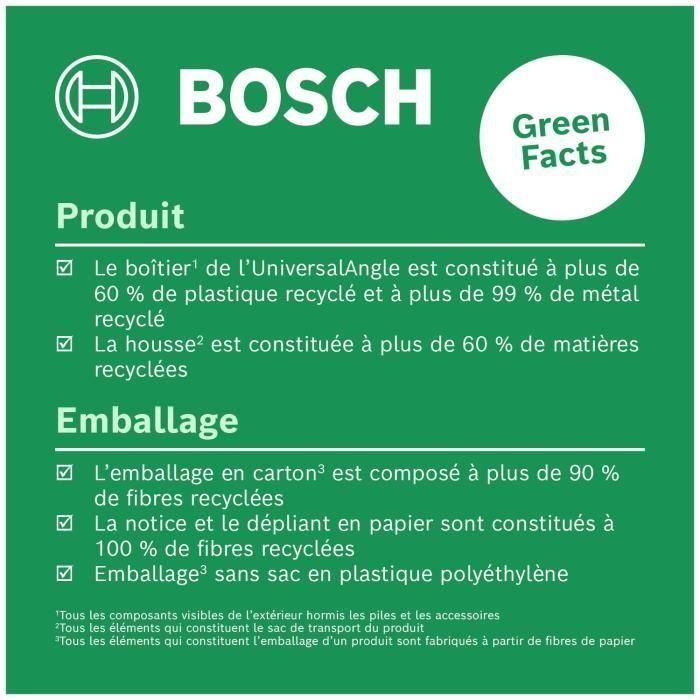 Medidor de ángulos UniversalAngle de Bosch (medición precisa y transferencia de ángulos de hasta 220°, con función de cálculo integrada para 2