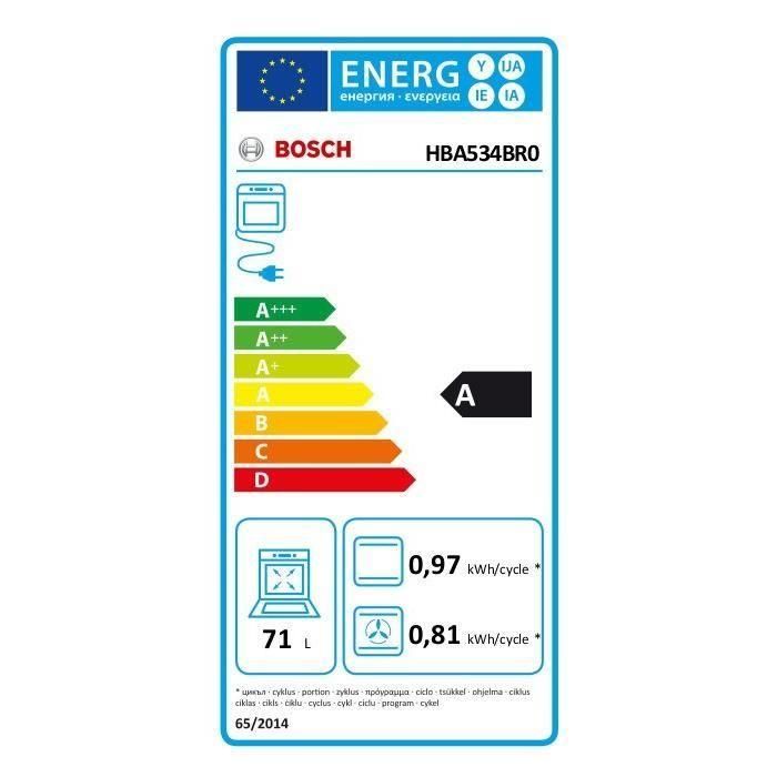 BOSCH - HBA534BR0 - Horno EcoClean - Aire forzado 3D - 71L - A - Acero inoxidable 3