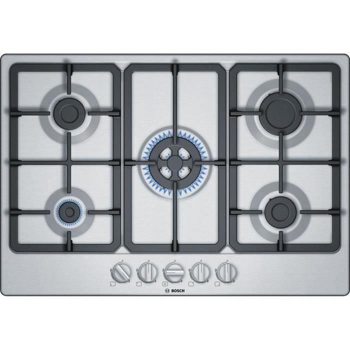 BOSCH - PGP6B5B90 - Mesa de gas - 4 quemadores - 7500W - L58,2cm x P52cm - Acero inoxidable