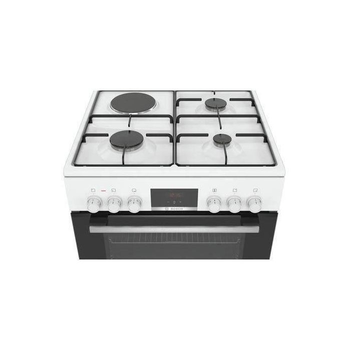 BOSCH HXR39IG20 - Cocina mixta - 3 quemadores de gas y 1 eléctrico - Horno multifunción ecológico - 66 L - A - L 60 cm - Blanco 1 BOSCH HXR39IG20 - Cocina mixta - 3 quemadores de gas y 1 eléctrico - Horno multifunción ecológico - 66 L - A - L 60 cm - Blanco 1