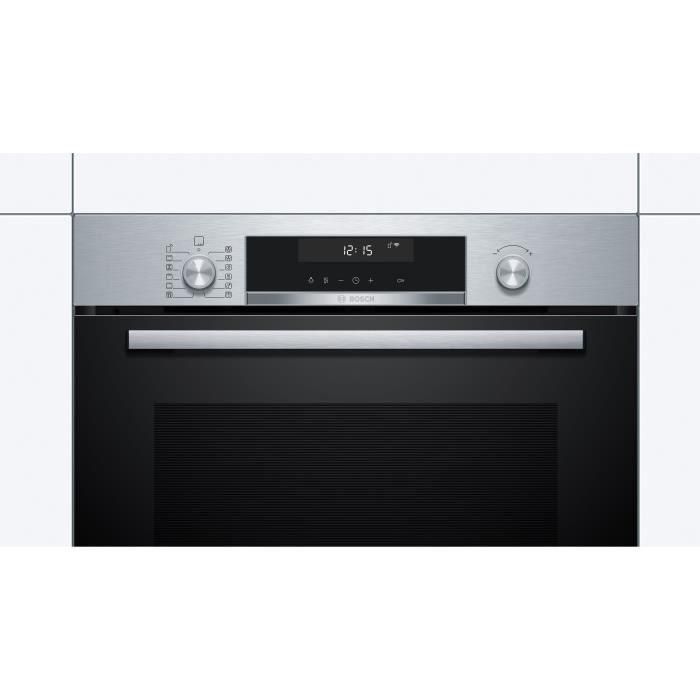 Horno multifunción de pirólisis - BOSCH SER6 - HBA5785S6 Acero inoxidable - Volumen del horno: 71l - Unidad de 9 modos de cocción - Al595xL594xP548mm