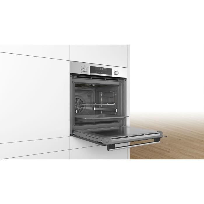 Horno multifunción de pirólisis - BOSCH SER6 - HBA5785S6 Acero inoxidable - Volumen del horno: 71l - Unidad de 9 modos de cocción - Al595xL594xP548mm