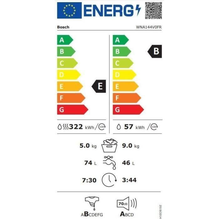 Lavadora-secadora BOSCH WNA144V0FR SER4 - 9/5 kg - Inducción - L60cm - 1400 rpm - Blanco 3 Lavadora-secadora BOSCH WNA144V0FR SER4 - 9/5 kg - Inducción - L60cm - 1400 rpm - Blanco 3
