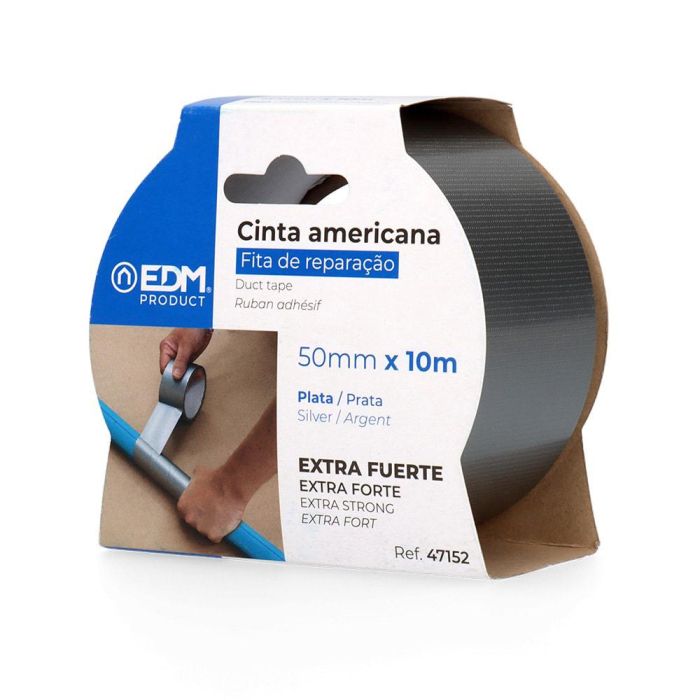 Edm Cinta multiuso americana 10m x 50mm plata extra fuerte 2 Edm Cinta multiuso americana 10m x 50mm plata extra fuerte 2