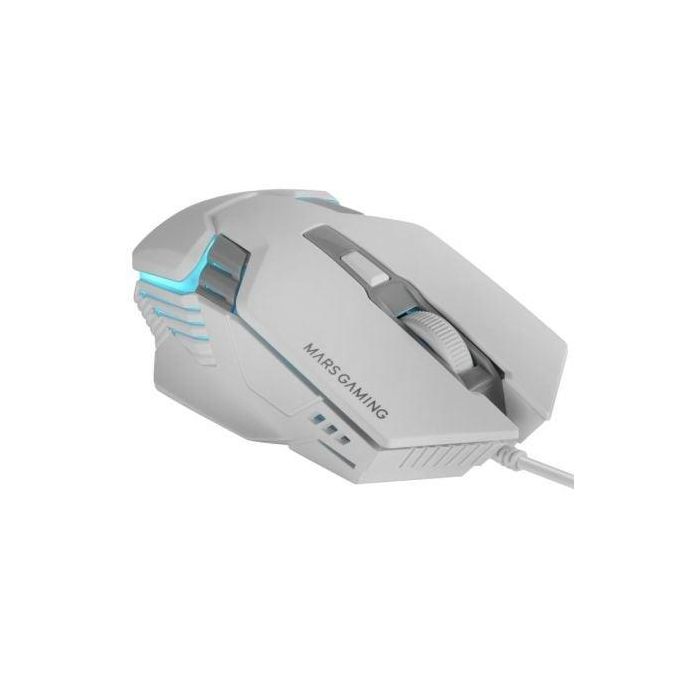 Mars Gaming MM024 WH Ratón Gaming Óptico 4000 DPI Ajustable, RGB Flow, 6 Botones Huano, Compatible PC/Consolas, Blanco 1