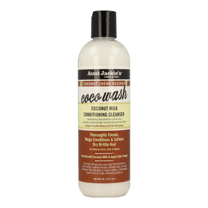 Aunt Jackie's Curls & Coils Coco Wash Limpiador Acondicionador de Leche de Coco para Cabello Seco y Áspero 355 ml